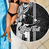 Custom Hawaii Lanai Island Beach Blanket Hawaiian King and Kakau Symbols Abstract Shoulder Tattoo LT03 - Wonder Print Shop