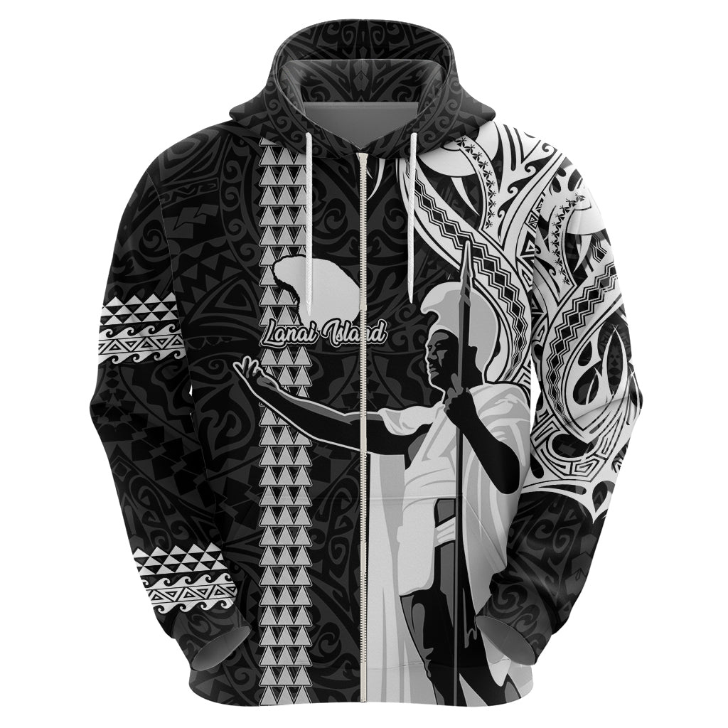 Custom Hawaii Lanai Island Hoodie Hawaiian King and Kakau Symbols Abstract Shoulder Tattoo LT03 - Polynesian Pride