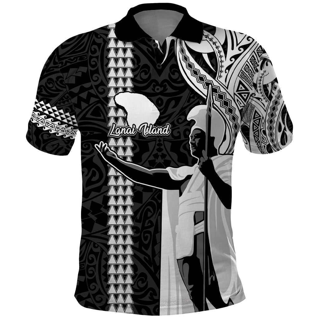 Custom Hawaii Lanai Island Polo Shirt Hawaiian King and Kakau Symbols Abstract Shoulder Tattoo LT03 Black - Polynesian Pride