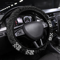 Custom Hawaii Lanai Island Steering Wheel Cover Hawaiian King and Kakau Symbols Abstract Shoulder Tattoo