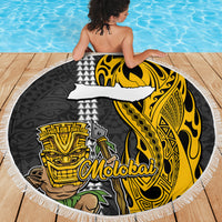 Hawaii Molokai Island Beach Blanket Hawaiian Warrior and Kakau Symbols Abstract Tattoo LT03 - Wonder Print Shop