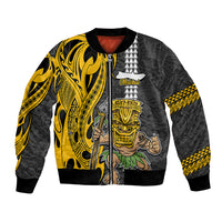 Hawaii Molokai Island Bomber Jacket Hawaiian Warrior and Kakau Symbols Abstract Tattoo LT03 Unisex Yellow - Polynesian Pride