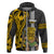 Hawaii Molokai Island Hoodie Hawaiian Warrior and Kakau Symbols Abstract Tattoo LT03 Zip Hoodie Yellow - Polynesian Pride