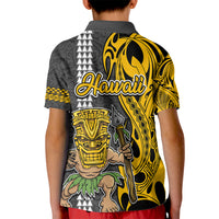 Hawaii Molokai Island Kid Polo Shirt Hawaiian Warrior and Kakau Symbols Abstract Tattoo LT03 - Polynesian Pride