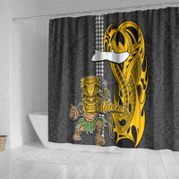 Hawaii Molokai Island Shower Curtain Hawaiian Warrior and Kakau Symbols Abstract Tattoo LT03 - Polynesian Pride