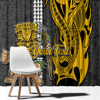 Custom Hawaii Molokai Island Window Curtain Hawaiian Warrior and Kakau Symbols Abstract Tattoo LT03 - Polynesian Pride