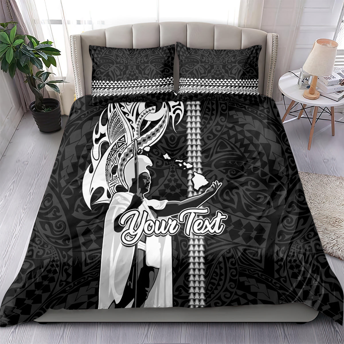 Custom Hawaii Molokai Island Bedding Set Hawaiian King and Kakau Symbols Abstract Shoulder Tattoo LT03 - Polynesian Pride