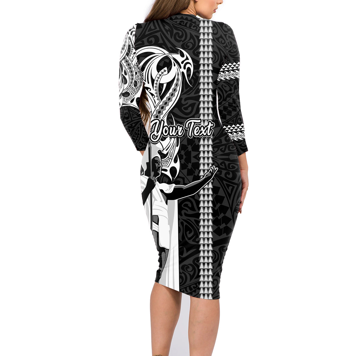 Custom Hawaii Molokai Island Family Matching Long Sleeve Bodycon Dress and Hawaiian Shirt Hawaiian King and Kakau Symbols Abstract Shoulder Tattoo LT03 - Polynesian Pride