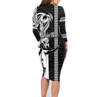Custom Hawaii Molokai Island Family Matching Long Sleeve Bodycon Dress and Hawaiian Shirt Hawaiian King and Kakau Symbols Abstract Shoulder Tattoo LT03 - Polynesian Pride