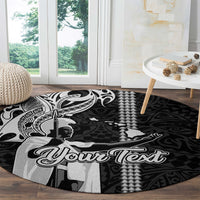 Custom Hawaii Molokai Island Round Carpet Hawaiian King and Kakau Symbols Abstract Shoulder Tattoo LT03 - Polynesian Pride