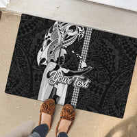 Custom Hawaii Molokai Island Rubber Doormat Hawaiian King and Kakau Symbols Abstract Shoulder Tattoo LT03 - Polynesian Pride