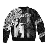 Custom Hawaii Molokai Island Sleeve Zip Bomber Jacket Hawaiian King and Kakau Symbols Abstract Shoulder Tattoo LT03 - Polynesian Pride