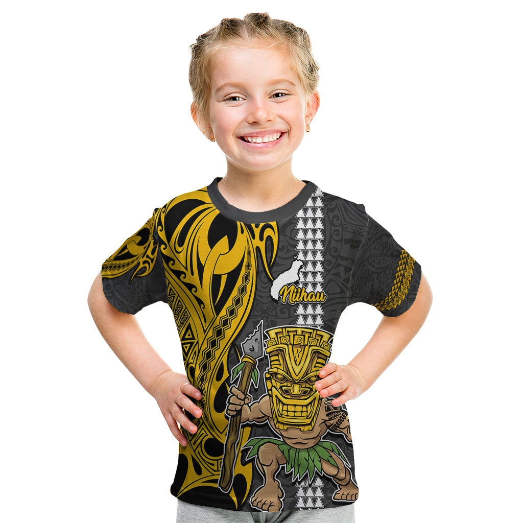 Hawaii Niihau Island Kid T Shirt Hawaiian Warrior and Kakau Symbols Abstract Tattoo LT03 Yellow - Polynesian Pride