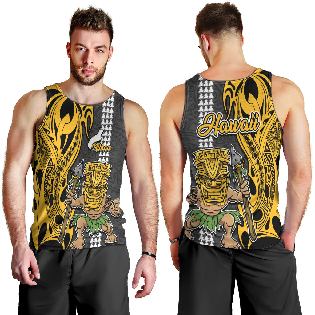 Hawaii Niihau Island Men Tank Top Hawaiian Warrior and Kakau Symbols Abstract Tattoo LT03 - Polynesian Pride
