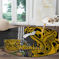 Hawaii Niihau Island Round Carpet Hawaiian Warrior and Kakau Symbols Abstract Tattoo LT03 - Polynesian Pride