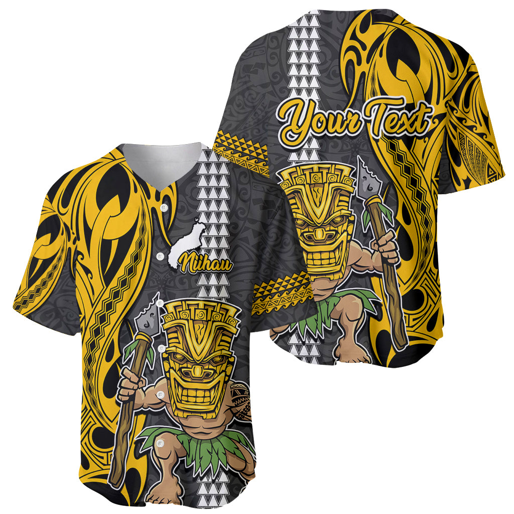 Custom Hawaii Niihau Island Baseball Jersey Hawaiian Warrior and Kakau Symbols Abstract Tattoo LT03 - Polynesian Pride