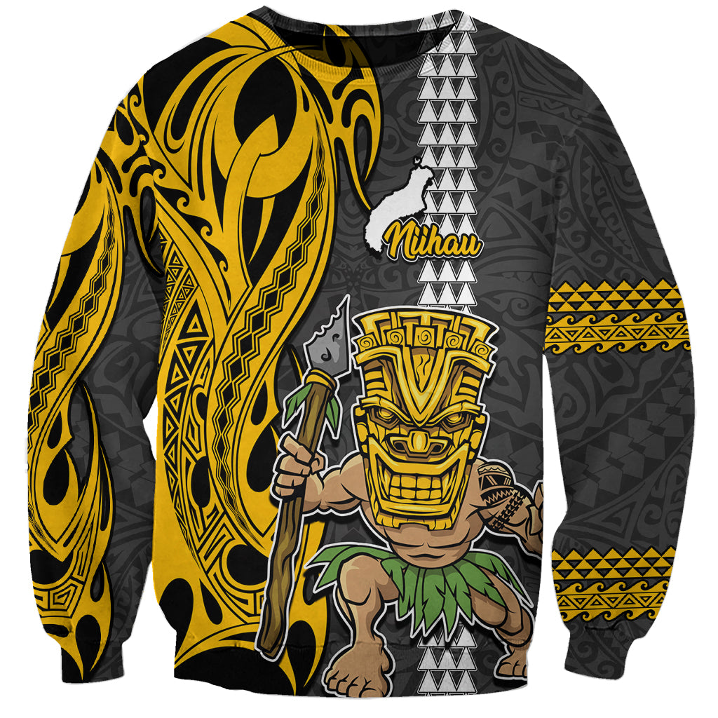 Custom Hawaii Niihau Island Sweatshirt Hawaiian Warrior and Kakau Symbols Abstract Tattoo LT03 Unisex Yellow - Polynesian Pride