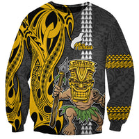 Custom Hawaii Niihau Island Sweatshirt Hawaiian Warrior and Kakau Symbols Abstract Tattoo LT03 Unisex Yellow - Polynesian Pride