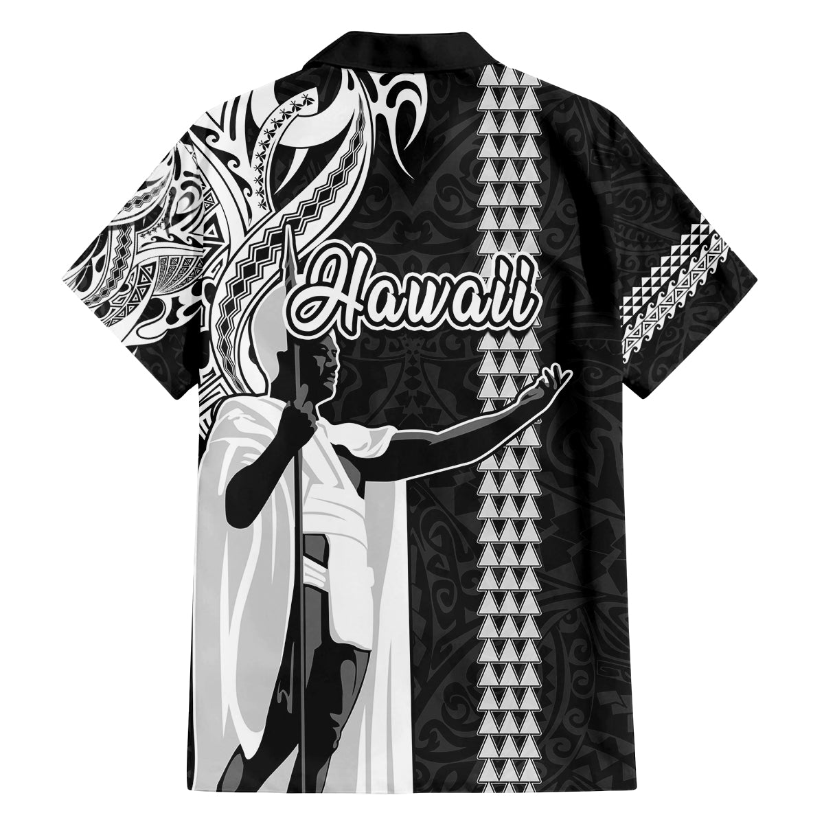 Hawaii Niihau Island Family Matching Summer Maxi Dress and Hawaiian Shirt Hawaiian King and Kakau Symbols Abstract Shoulder Tattoo LT03 - Polynesian Pride