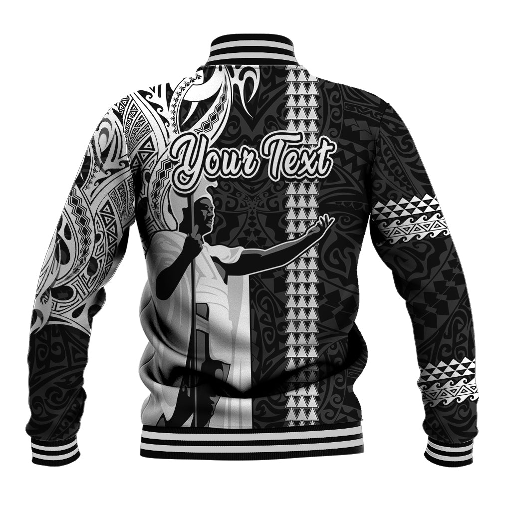 Custom Hawaii Niihau Island Baseball Jacket Hawaiian King and Kakau Symbols Abstract Shoulder Tattoo LT03 - Polynesian Pride