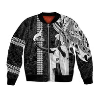 Custom Hawaii Niihau Island Bomber Jacket Hawaiian King and Kakau Symbols Abstract Shoulder Tattoo LT03 Unisex Black - Polynesian Pride