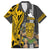 Hawaii Oahu Island Family Matching Off Shoulder Short Dress and Hawaiian Shirt Hawaiian Warrior and Kakau Symbols Abstract Tattoo LT03 Dad's Shirt - Short Sleeve Yellow - Polynesian Pride