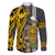 Hawaii Oahu Island Family Matching Off Shoulder Short Dress and Hawaiian Shirt Hawaiian Warrior and Kakau Symbols Abstract Tattoo LT03 Dad's Shirt - Long Sleeve Yellow - Polynesian Pride
