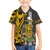 Hawaii Oahu Island Family Matching Off Shoulder Short Dress and Hawaiian Shirt Hawaiian Warrior and Kakau Symbols Abstract Tattoo LT03 Son's Shirt Yellow - Polynesian Pride