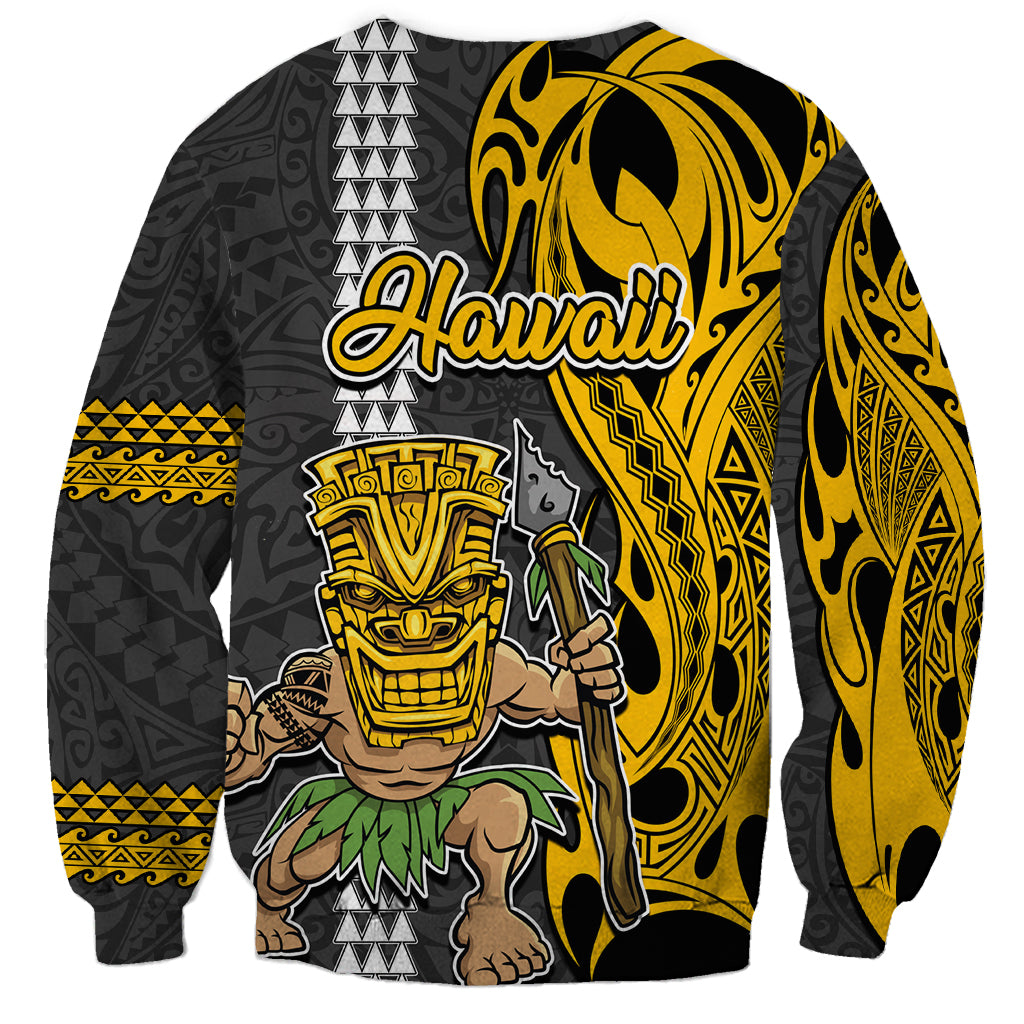 Hawaii Oahu Island Sweatshirt Hawaiian Warrior and Kakau Symbols Abstract Tattoo LT03 - Polynesian Pride