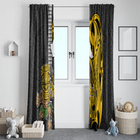 Hawaii Oahu Island Window Curtain Hawaiian Warrior and Kakau Symbols Abstract Tattoo LT03 - Polynesian Pride