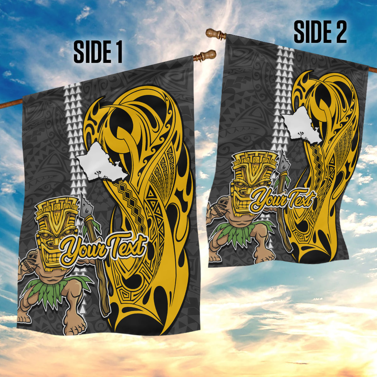 Custom Hawaii Oahu Island Garden Flag Hawaiian Warrior and Kakau Symbols Abstract Tattoo LT03 - Polynesian Pride