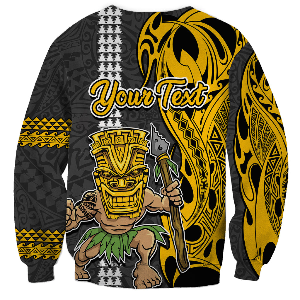 Custom Hawaii Oahu Island Sweatshirt Hawaiian Warrior and Kakau Symbols Abstract Tattoo LT03 - Polynesian Pride