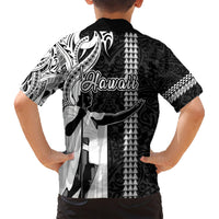 Hawaii Oahu Island Family Matching Short Sleeve Bodycon Dress and Hawaiian Shirt Hawaiian King and Kakau Symbols Abstract Shoulder Tattoo LT03 - Polynesian Pride