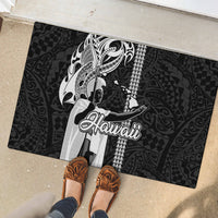 Hawaii Oahu Island Rubber Doormat Hawaiian King and Kakau Symbols Abstract Shoulder Tattoo LT03 - Polynesian Pride