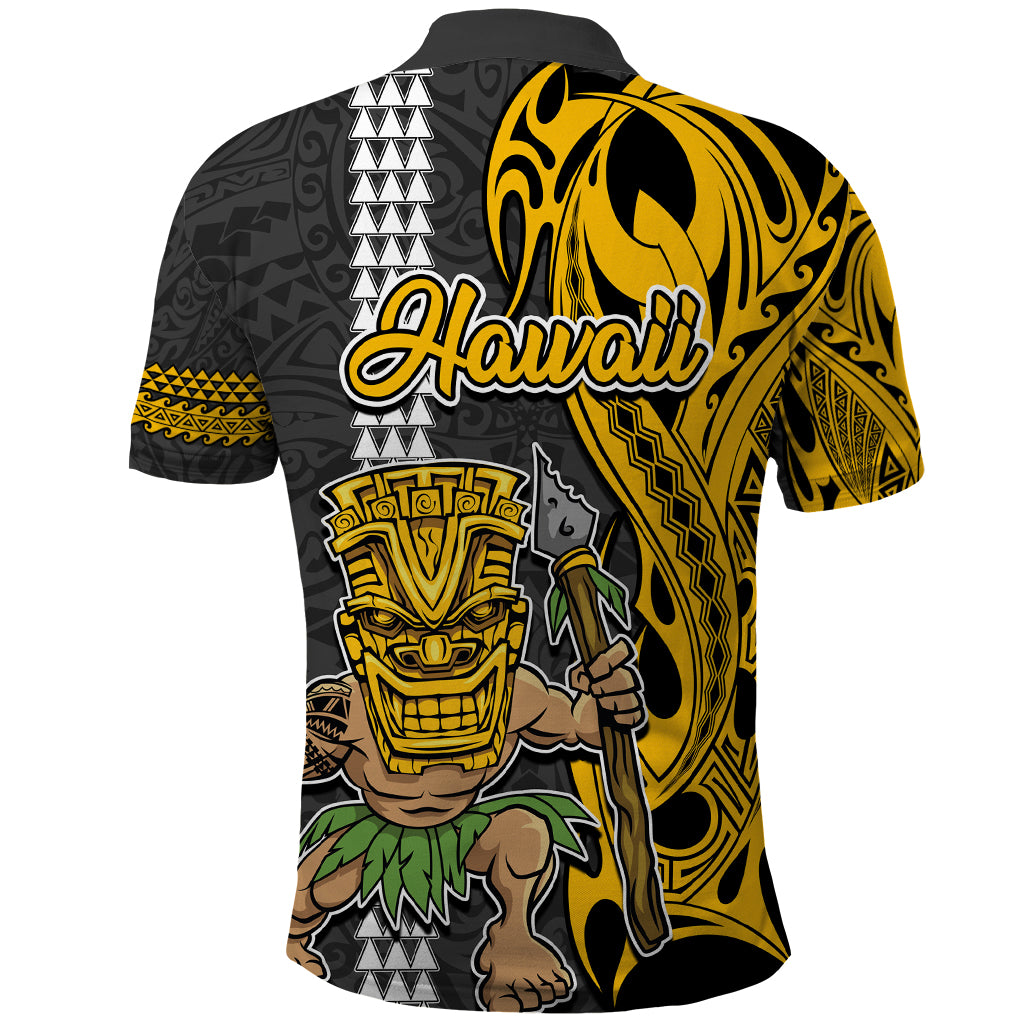 Hawaii Kahoolawe Island Polo Shirt Hawaiian Warrior and Kakau Symbols Abstract Tattoo LT03 - Polynesian Pride