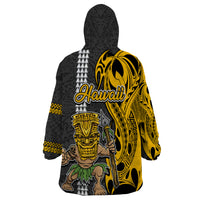 Hawaii Kahoolawe Island Wearable Blanket Hoodie Hawaiian Warrior and Kakau Symbols Abstract Tattoo LT03 - Polynesian Pride
