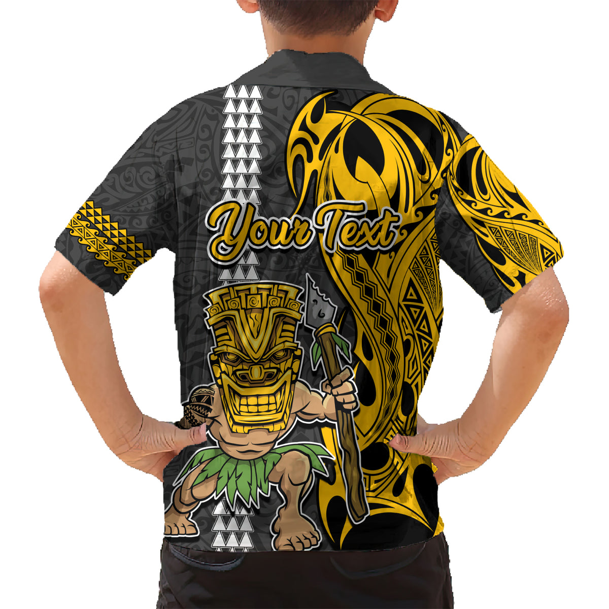 Custom Hawaii Kahoolawe Island Kid Hawaiian Shirt Hawaiian Warrior and Kakau Symbols Abstract Tattoo LT03 - Polynesian Pride