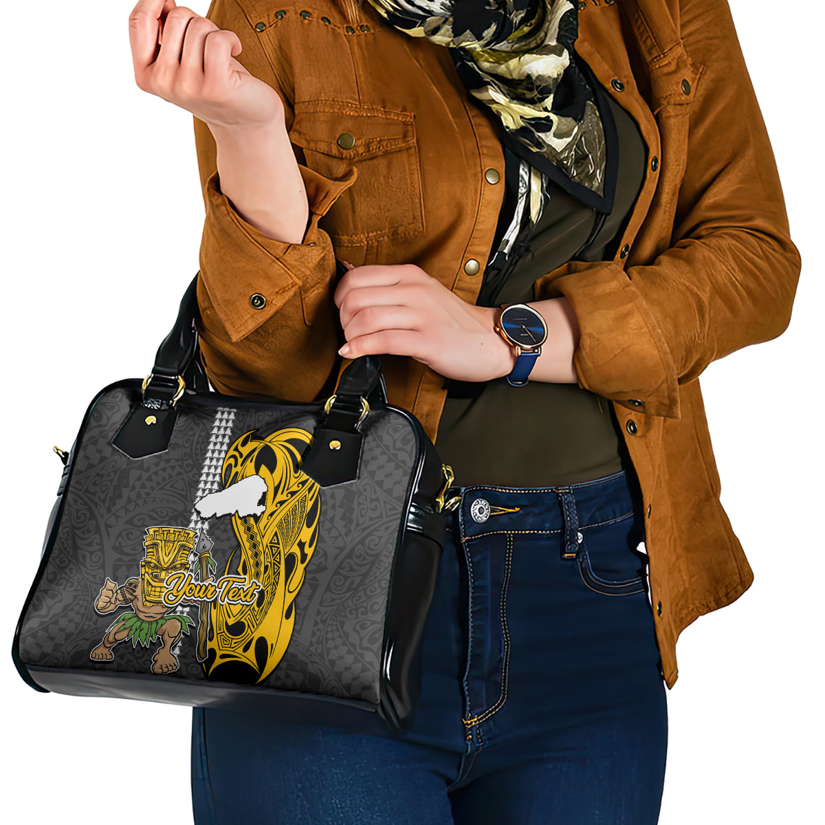 Custom Hawaii Kahoolawe Island Shoulder Handbag Hawaiian Warrior and Kakau Symbols Abstract Tattoo LT03 - Polynesian Pride