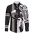 Hawaii Kahoolawe Island Family Matching Off Shoulder Short Dress and Hawaiian Shirt Hawaiian King and Kakau Symbols Abstract Shoulder Tattoo LT03 Dad's Shirt - Long Sleeve Black - Polynesian Pride