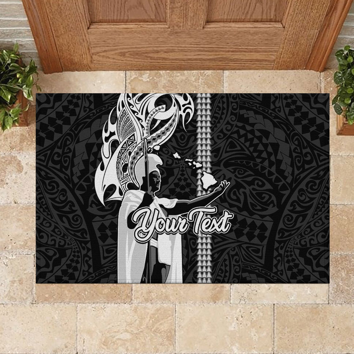 Custom Hawaii Kahoolawe Island Rubber Doormat Hawaiian King and Kakau Symbols Abstract Shoulder Tattoo LT03 - Polynesian Pride