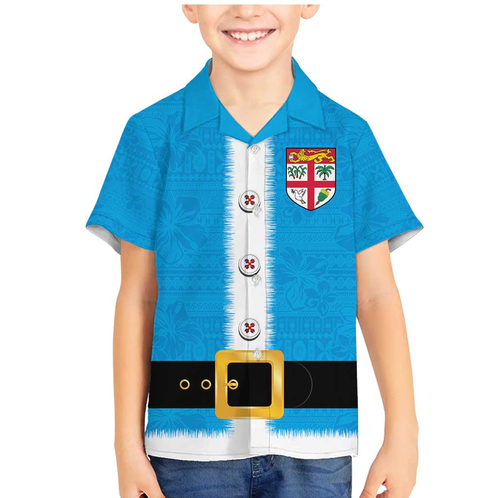 Fiji Merry Christmas Family Matching Mermaid Dress and Hawaiian Shirt Santa Suit Style With Tapa Tribal Pattern