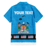 Fiji Merry Christmas Family Matching Off Shoulder Short Dress and Hawaiian Shirt Santa Suit Style With Tapa Tribal Pattern