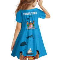 Fiji Merry Christmas Kid Short Sleeve Dress Santa Suit Style With Tapa Tribal Pattern