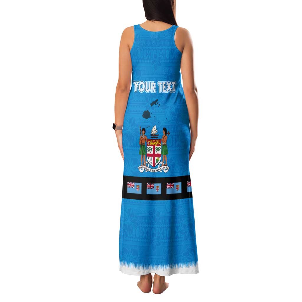 Fiji Merry Christmas Tank Maxi Dress Santa Suit Style With Tapa Tribal Pattern