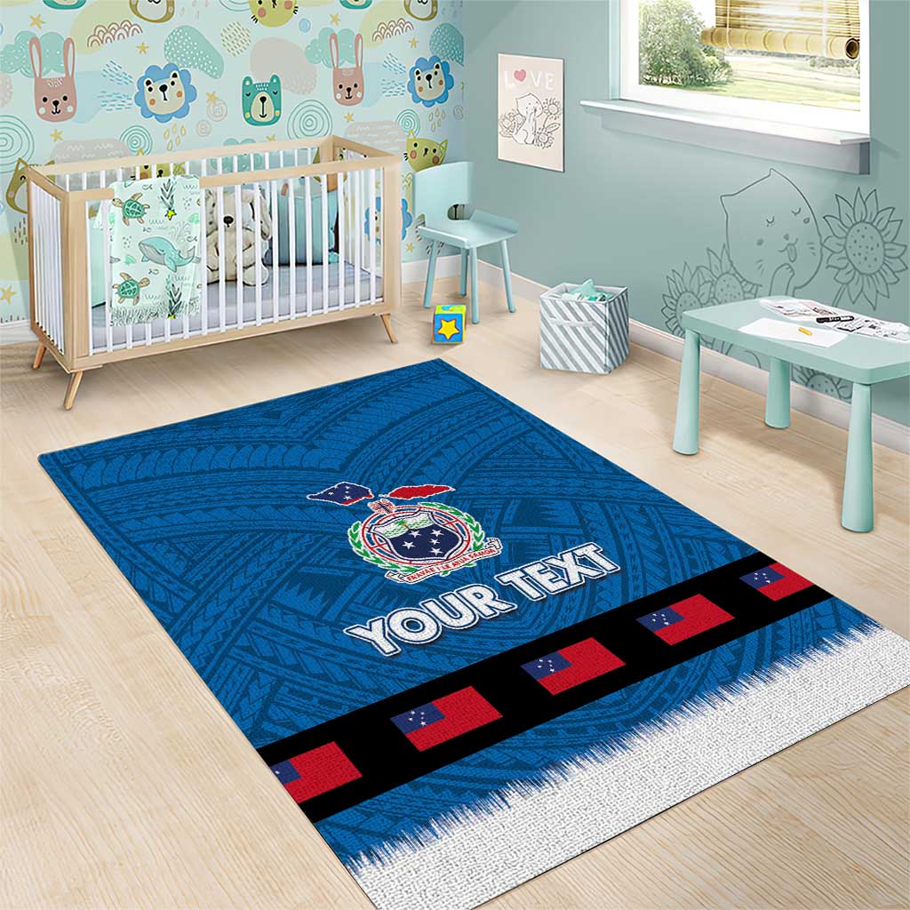 Samoa Merry Christmas Area Rug Santa Suit Style With Tatau Tattoo Pattern