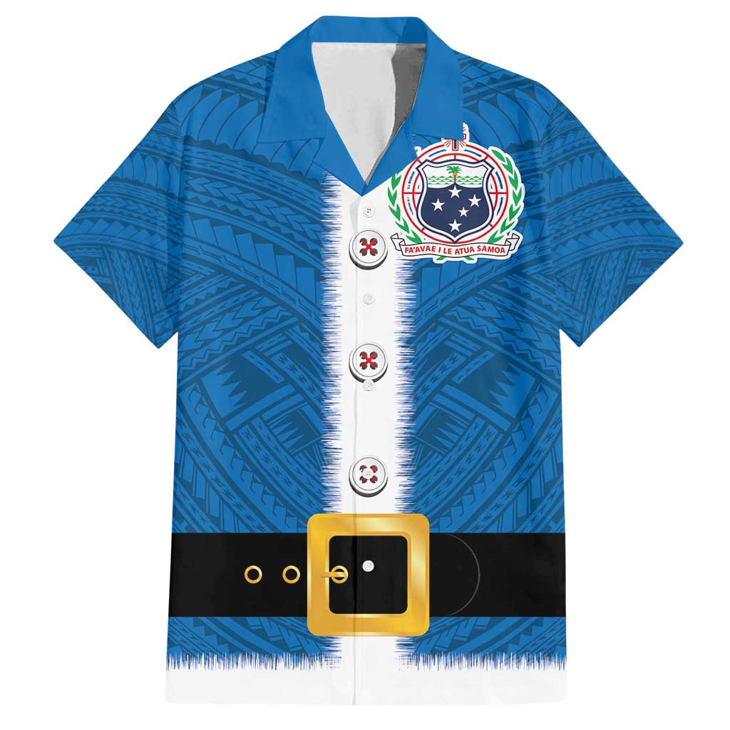 Samoa Merry Christmas Family Matching Long Sleeve Bodycon Dress and Hawaiian Shirt Santa Suit Style With Tatau Tattoo Pattern