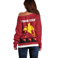Papua New Guinea Merry Christmas Off Shoulder Sweater Santa Suit Style With Melanesian Pattern
