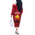 Papua New Guinea Merry Christmas Off The Shoulder Long Sleeve Dress Santa Suit Style With Melanesian Pattern