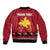 Papua New Guinea Merry Christmas Sleeve Zip Bomber Jacket Santa Suit Style With Melanesian Pattern