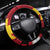 Papua New Guinea Merry Christmas Steering Wheel Cover Santa Suit Style With Melanesian Pattern